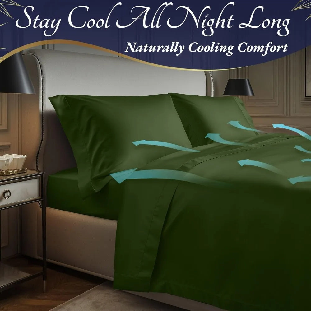 Color Bamboo Sheets Four Piece Ultra Soft Cooling Bedding