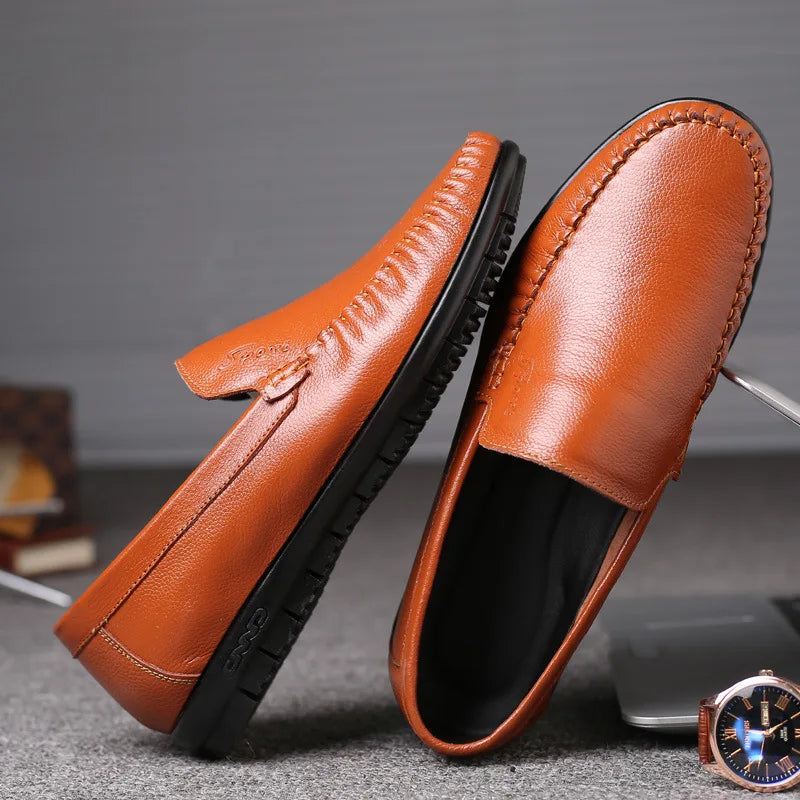 BPOXE Mens Designer Leather Driving Shoes All Season