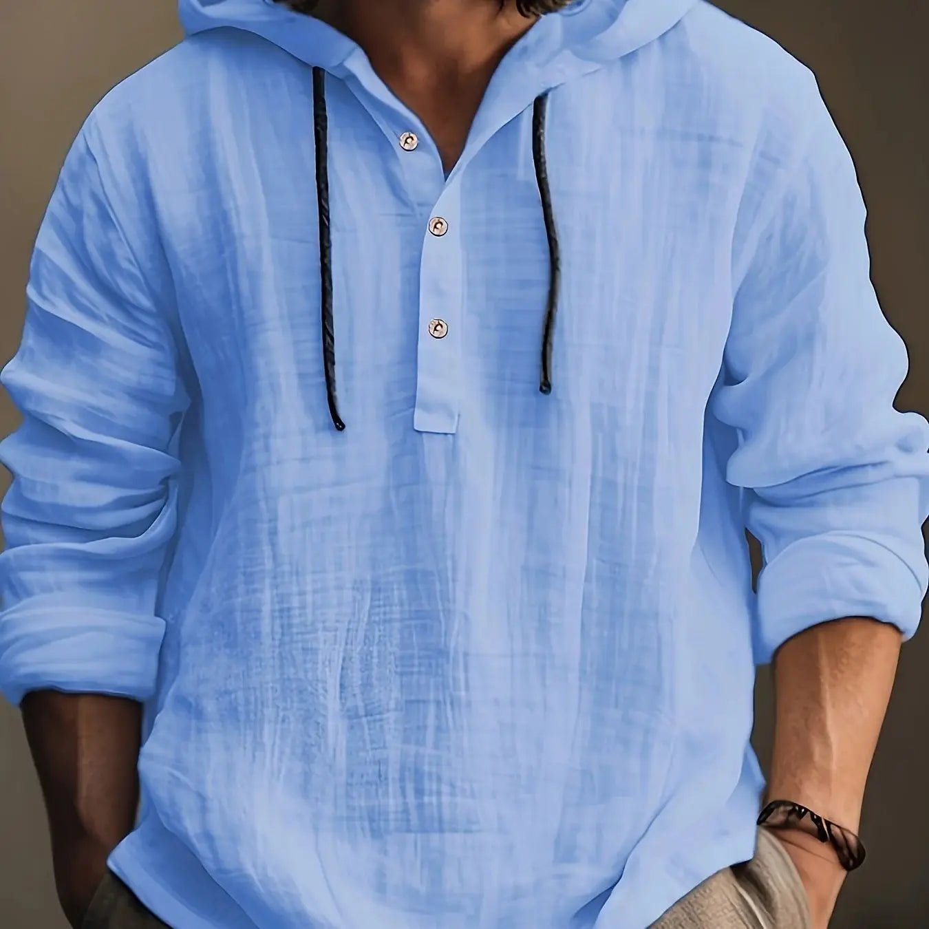 Zhejiang Men's Hooded Cotton Linen Shirt Sweatshirt Casual