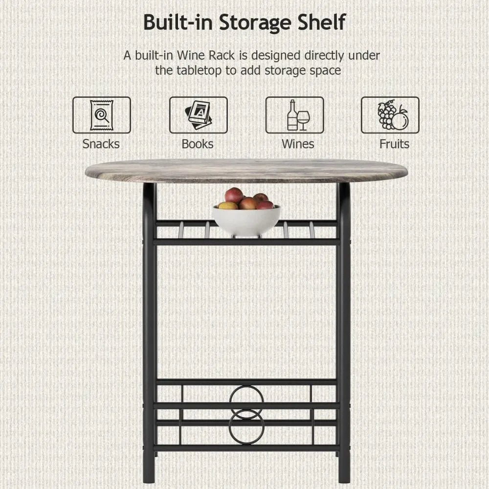 Hign-concerned Wooden Round Table And Chair Set Space Saver