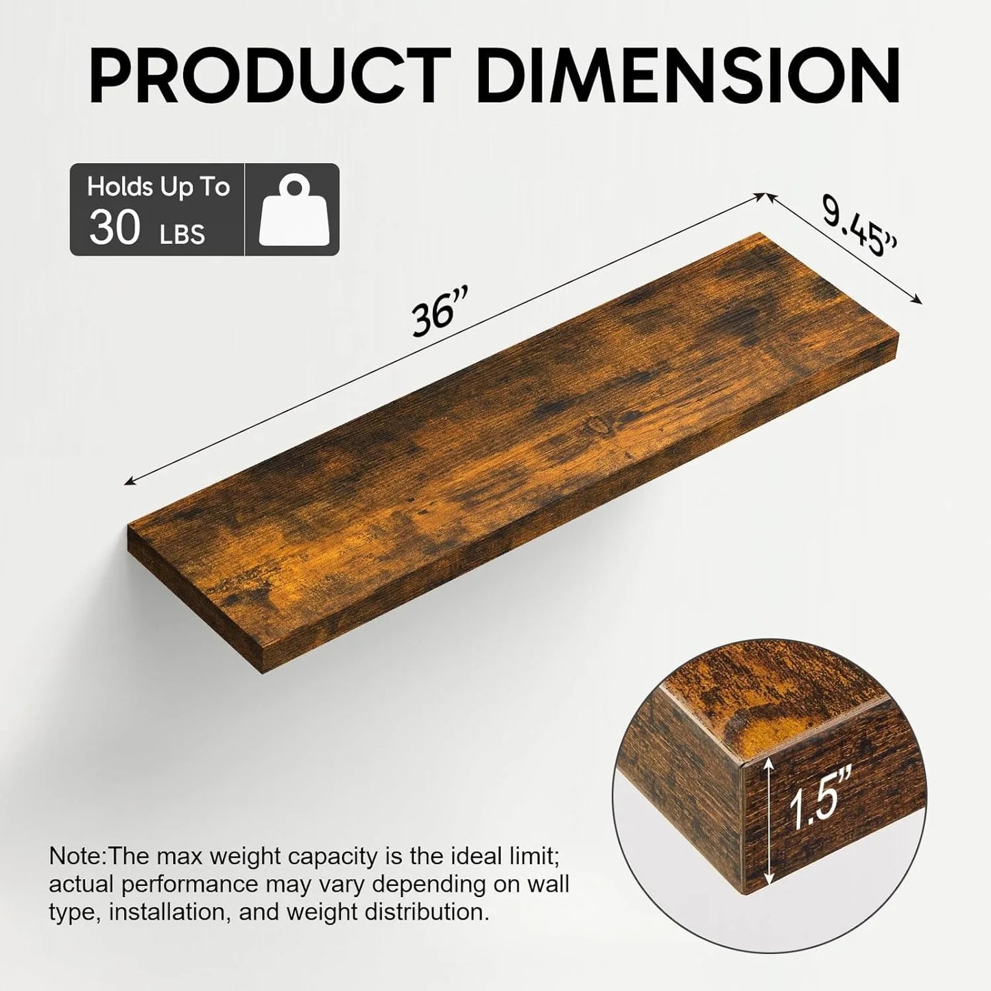 Rustic Floating Shelves Wall Mounted Dual Tier Set 2