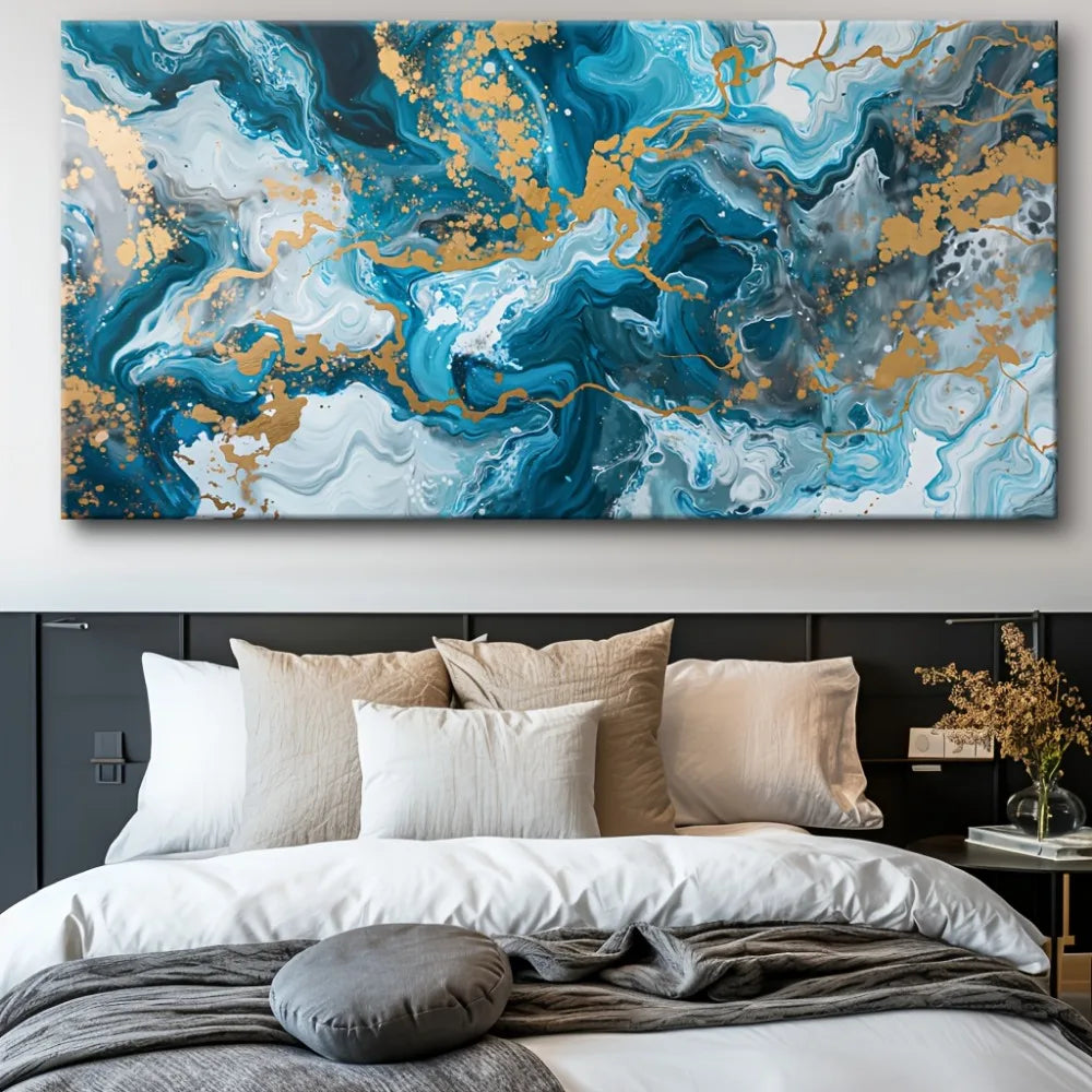 Blue Abstract Canvas Wall Art Print for Living Room