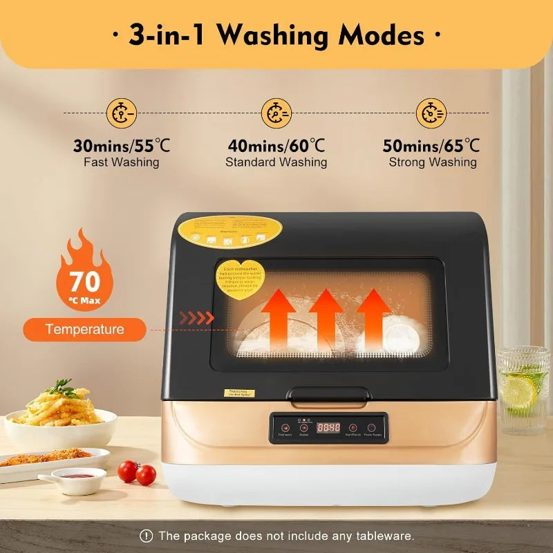 XMSJ Countertop Dishwasher 800W With 3 Programs Portable