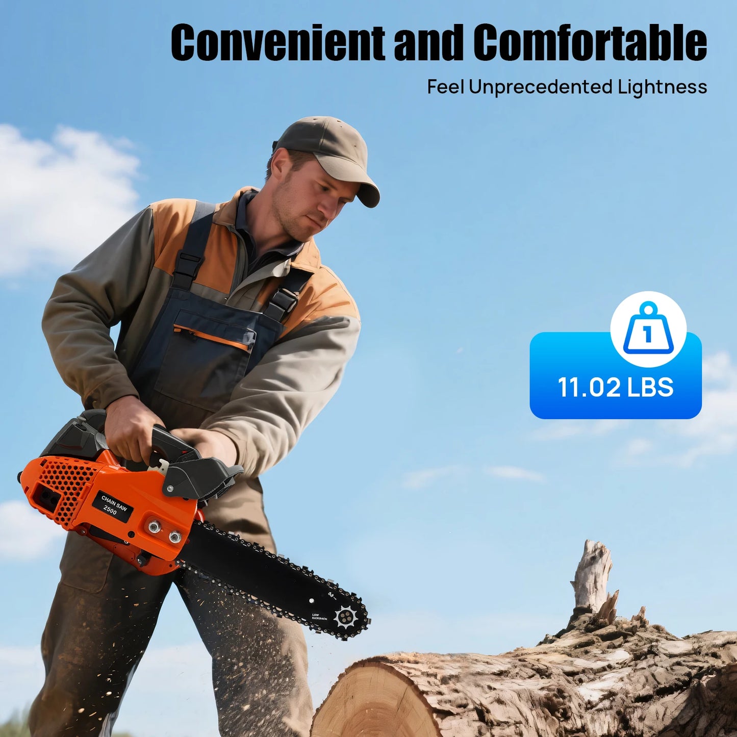 Bymaocar Gasoline Chainsaw 2 Stroke Engine 900W Heavy Duty