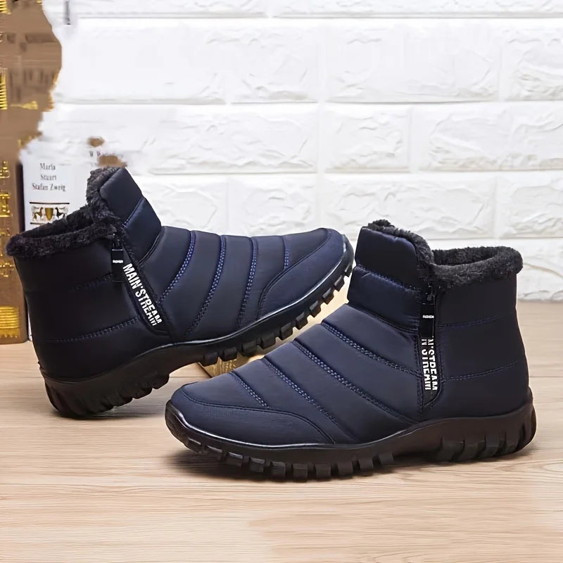 HenanChoice Men Snow Boots Waterproof Zipper Ankle Boots