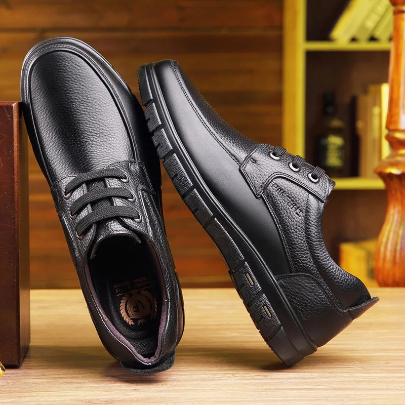 CColinican Men Genuine Leather Casual Shoes Lightweight