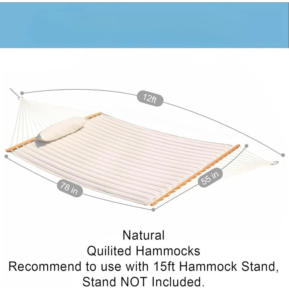 Hign-concerned Double Quilted Fabric Hammock With Pillow
