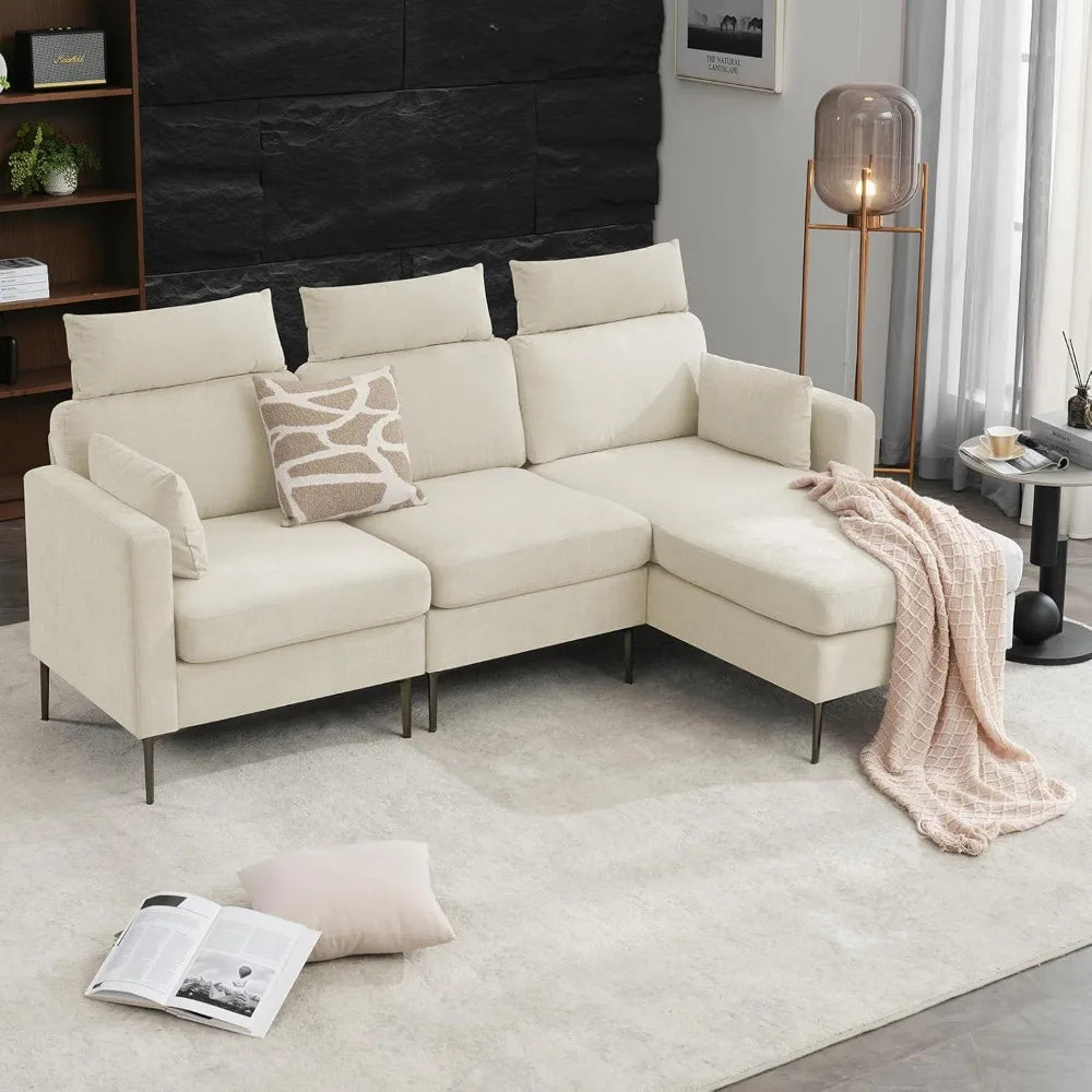 Angduo L-Shaped Sectional Sofa 3-Seater Modular Couch