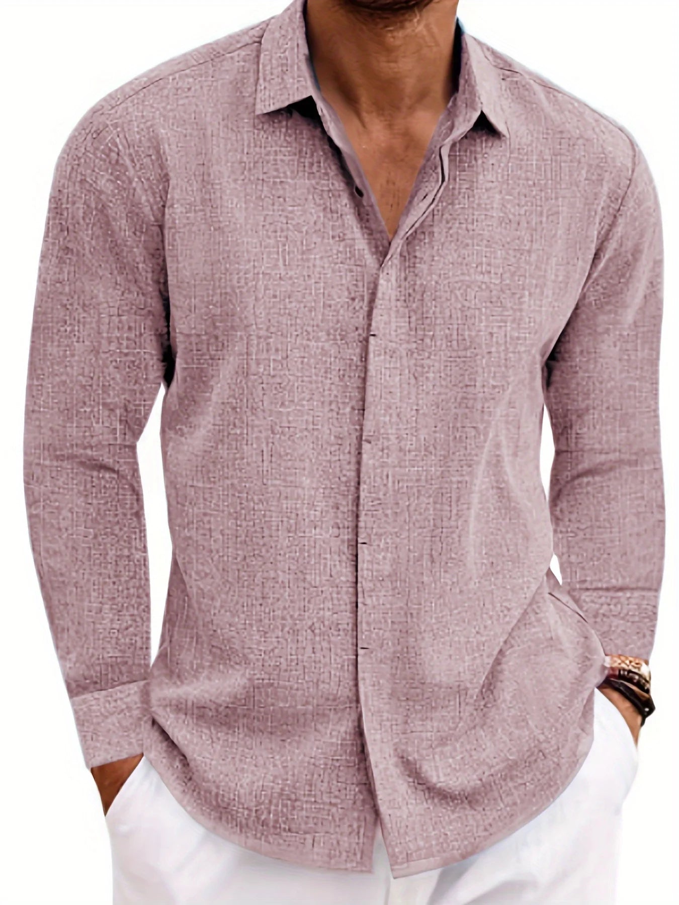 Zhejiang Linen Long Sleeve Shirt For Men Cotton Linen Blend