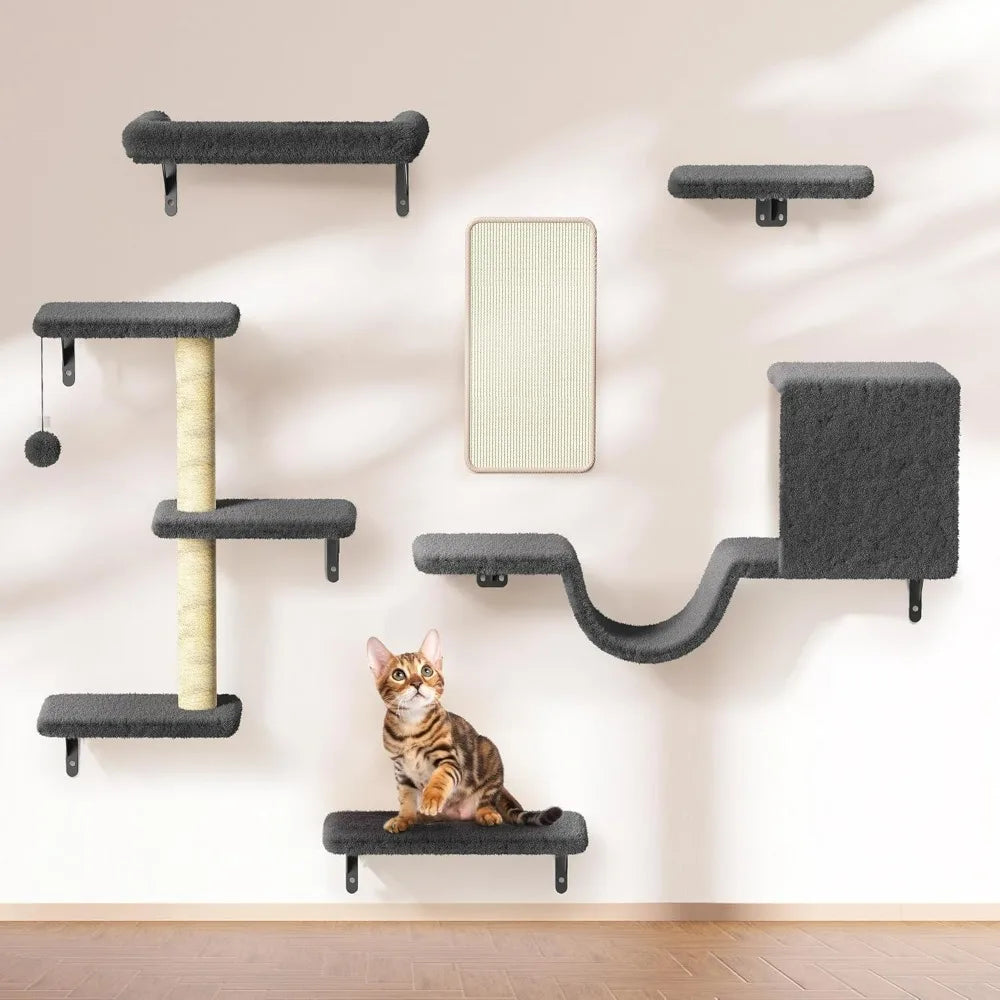 Hign Concerned Cat Wall Shelves Wooden Climber Plus