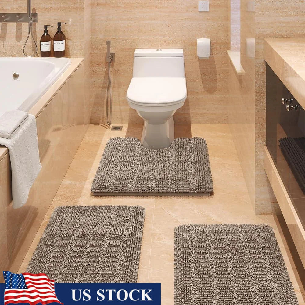 Complete Home and Apparel Ultra Soft Chenille Bath Rugs Set