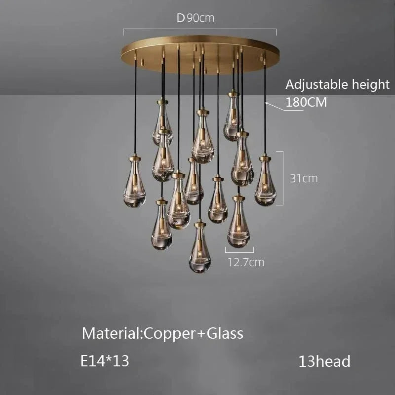 Modern E14 Crystal Vintage Water Droplet Pendant Chandelier