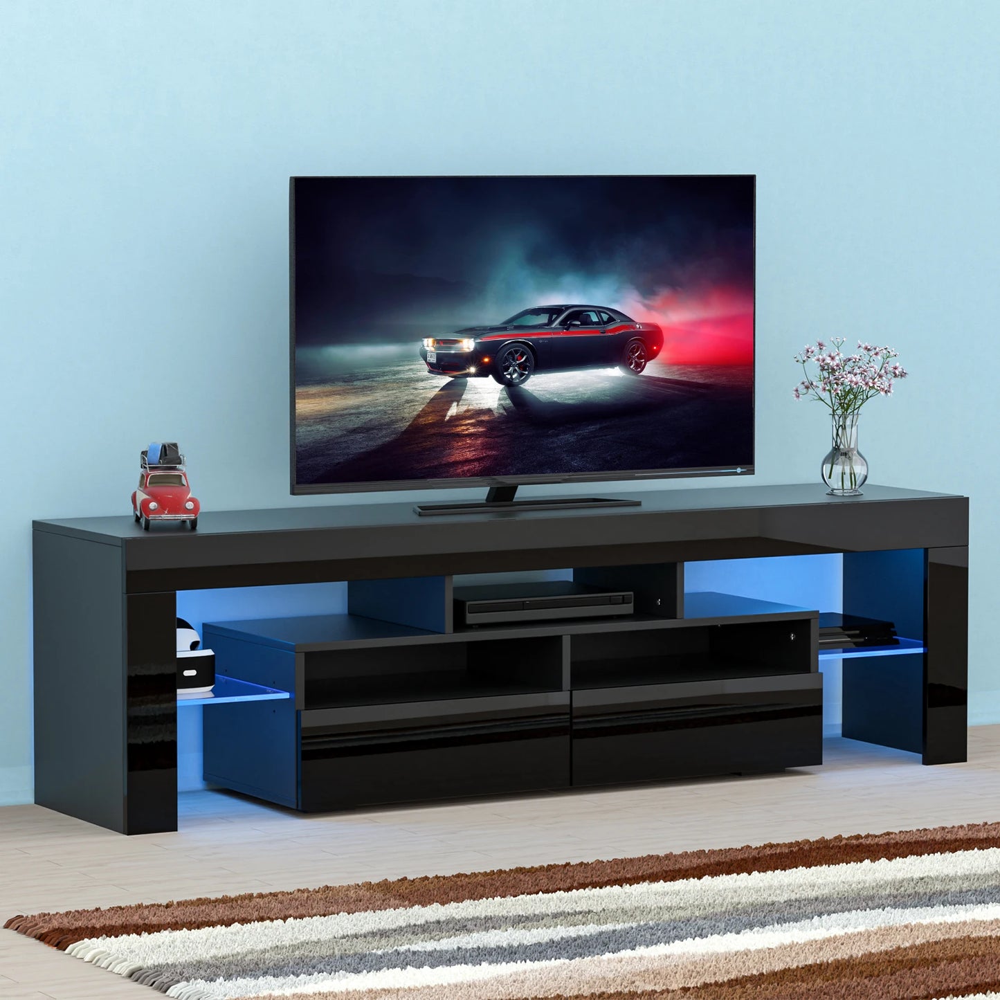 QiaoShiRen LED TV Stand Gloss Cabinet With Drawers