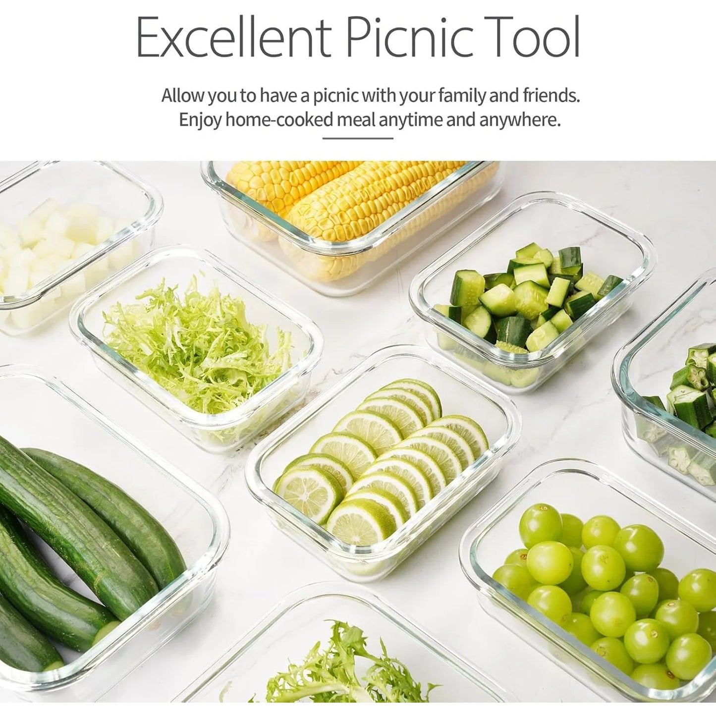 Glass Meal Prep Containers Airtight Lids For Food Storage
