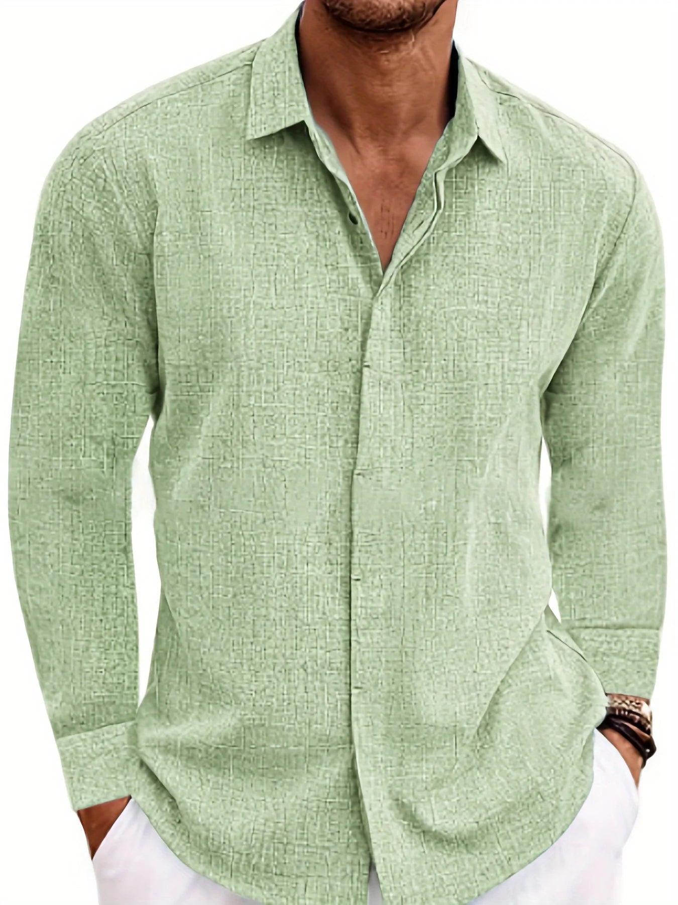 Zhejiang Linen Long Sleeve Shirt For Men Cotton Linen Blend