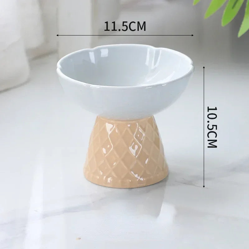 Elevated Cat Raised Ceramic Bowl For Pet Food And Water