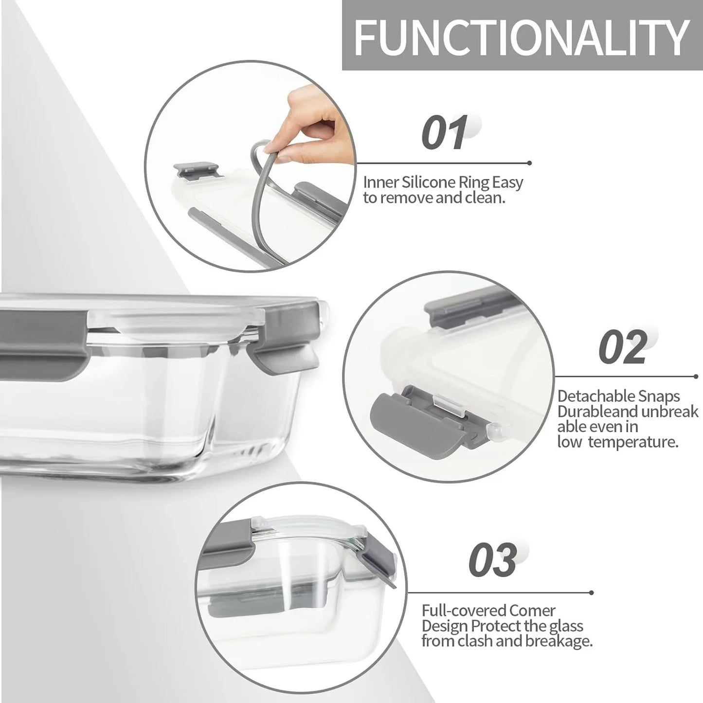 Glass Meal Prep Containers Airtight Lids For Food Storage