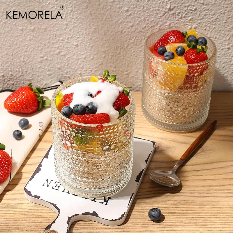 Kemorela Glassware Set of 6 Embossed Vintage Glasses