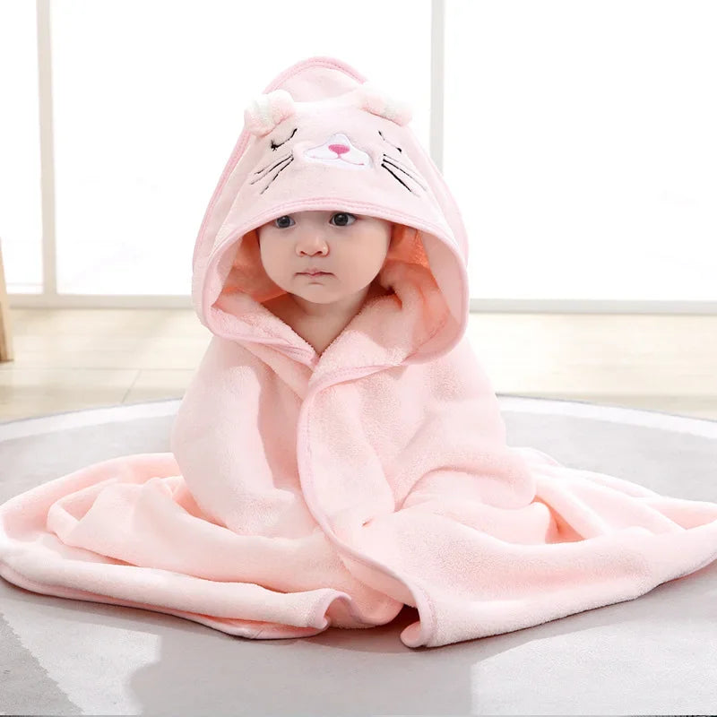 Cartoon Animal Hooded Baby Bath Towels Soft Newborn Toddler