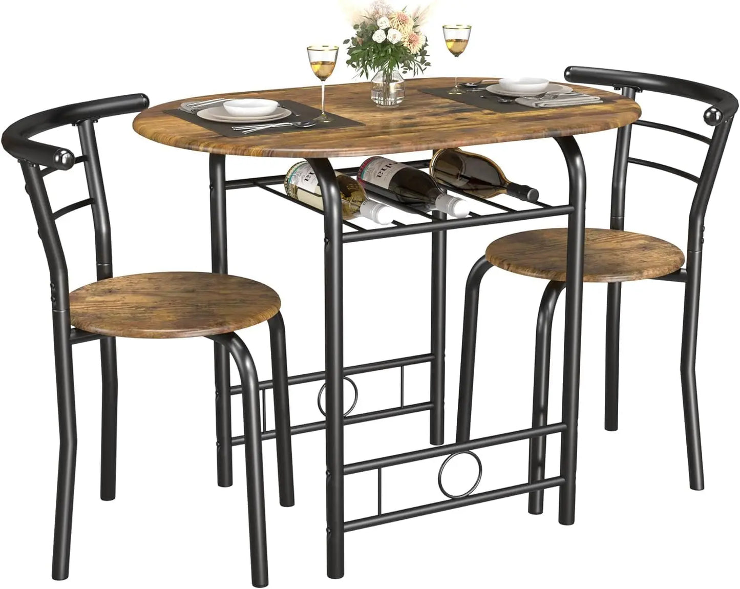 Hign-concerned Wooden Round Table And Chair Set Space Saver