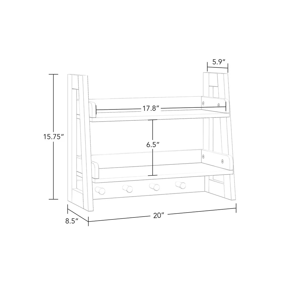 XMSJ 2 Tier Bathroom Ladder Shelf With Open Storage Hooks