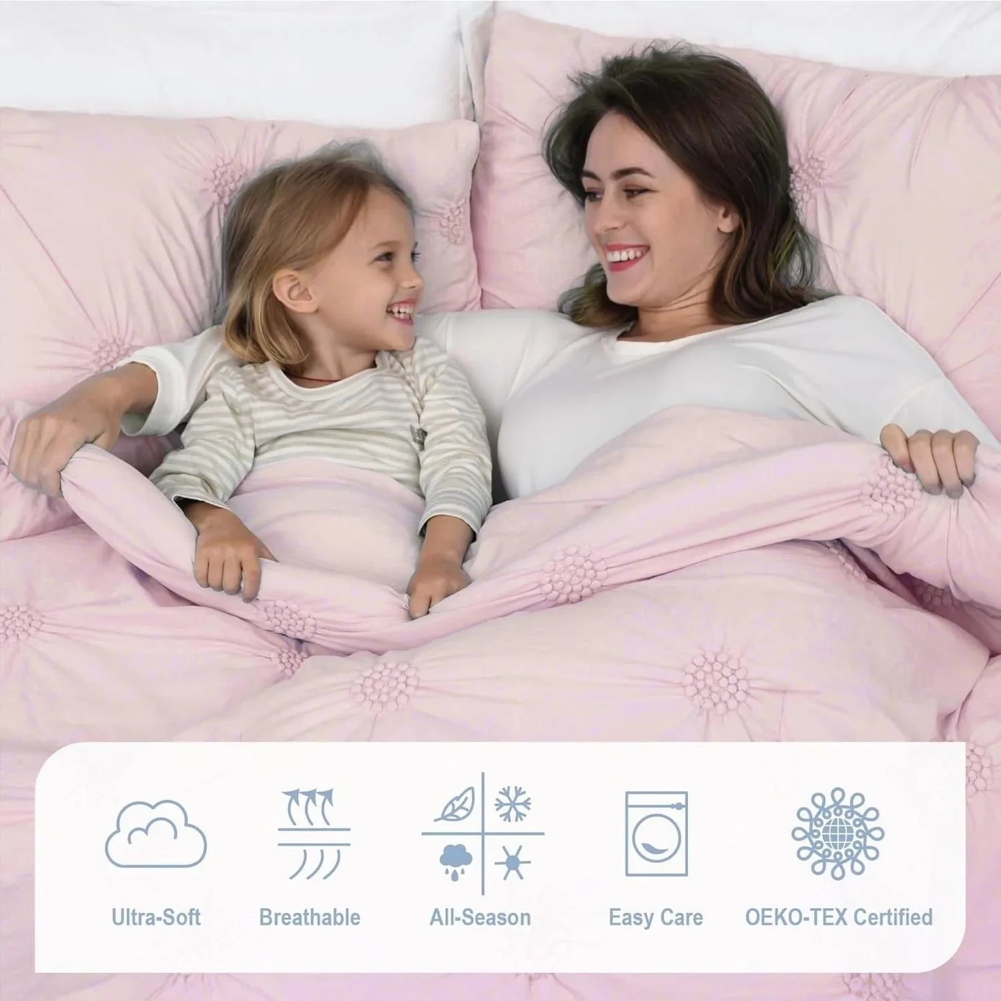 Craft Of Weaving Rose Blush Comforter Set 3 Piece Bedding