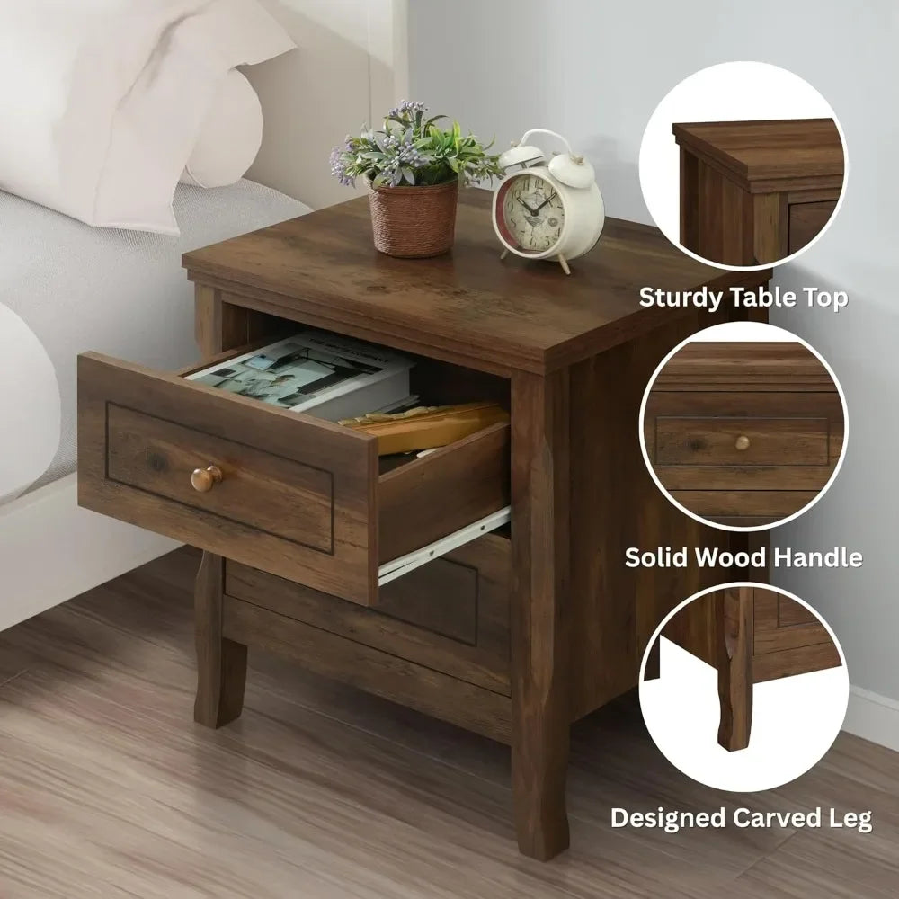 Guangbai Porter Nightstand Set of 2 Modern End Tables