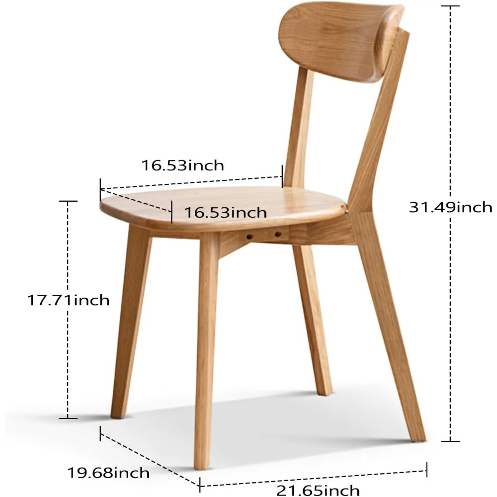 Frame Oak Wood Dining Chairs Modern Wide Backrests