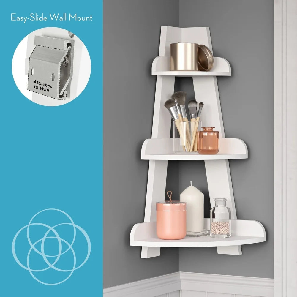 XMSJ Corner Ladder Wall Shelf 3 Tier Bathroom Storage