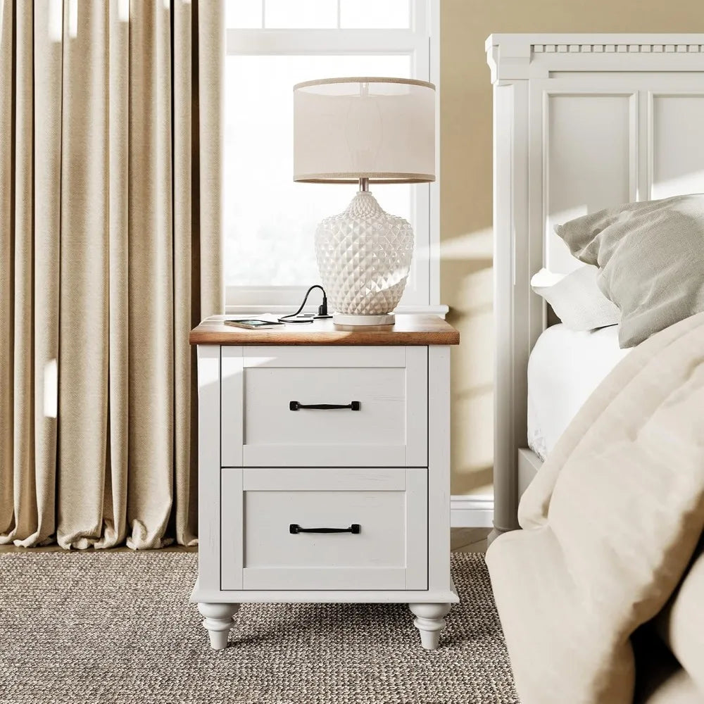 DAFIFY Nightstand With Charging Station Bedside Table