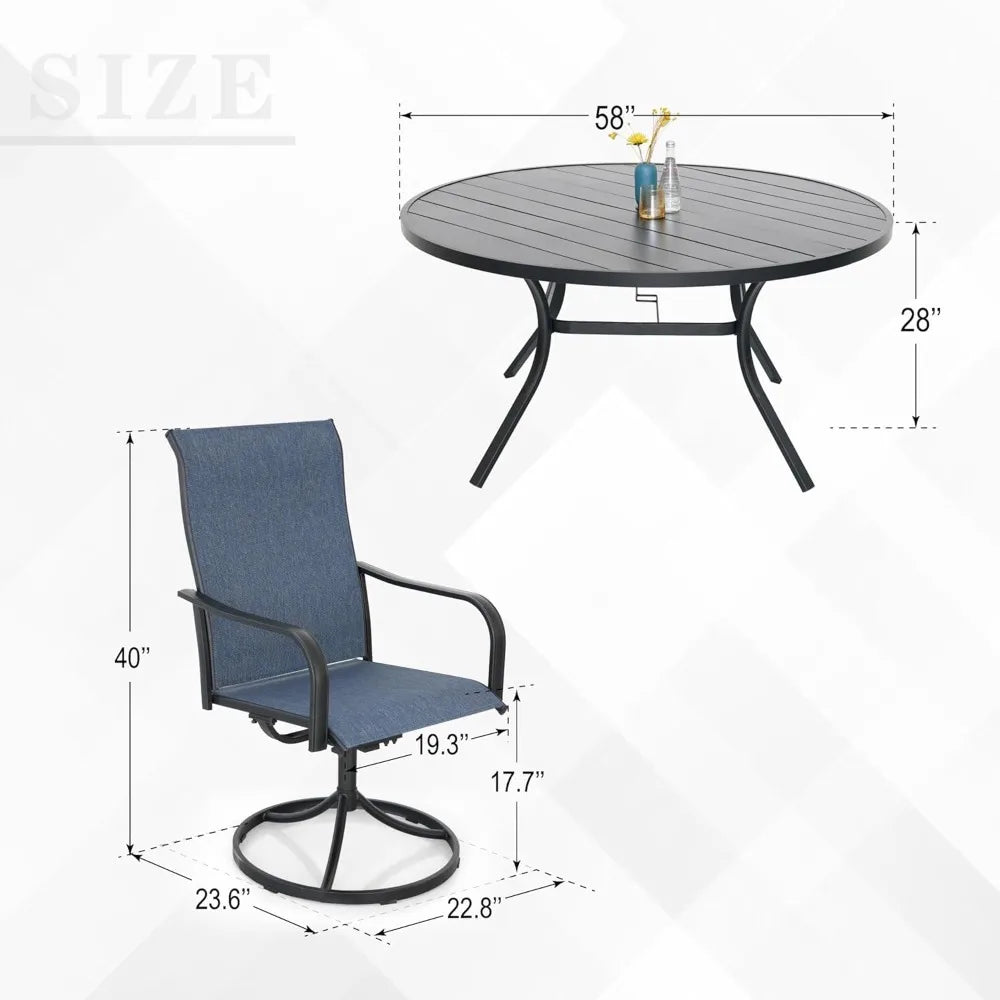 Nixtopia Patio Dining Set With Swivel Chairs Round Table