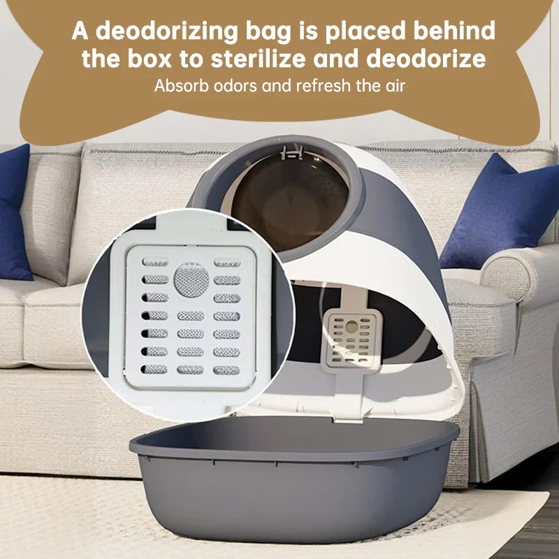 Enclosed Cat Litter Box With Anti Splash Removable Flip Lid