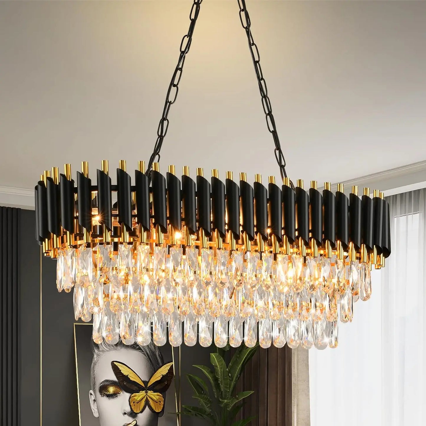 Modern Crystal 3 Tier K9 Oval Chandelier Light Fixture