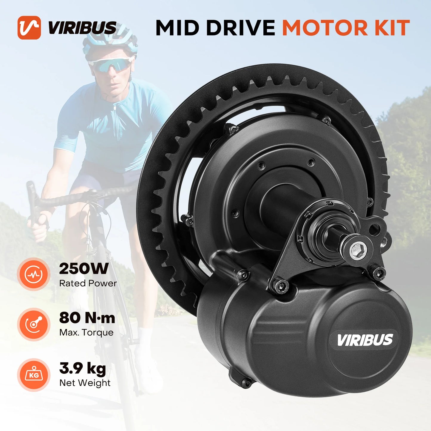 Compatible 36V 250W Mid Drive Motor Kit For DIY Conversion
