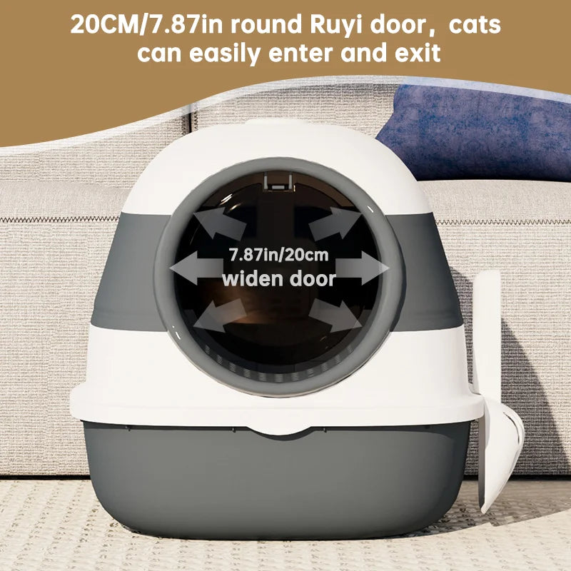 Enclosed Cat Litter Box With Anti Splash Removable Flip Lid