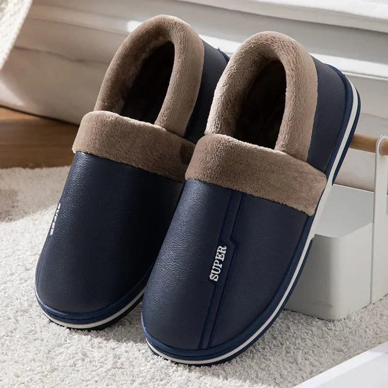 COZOKC Men Winter Warm Slippers Non Slip Furry Slipper