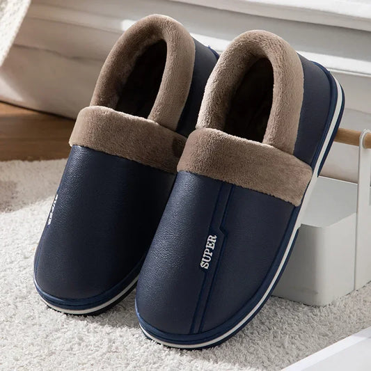COZOKC Men Winter Warm Slippers Non Slip Furry Slipper