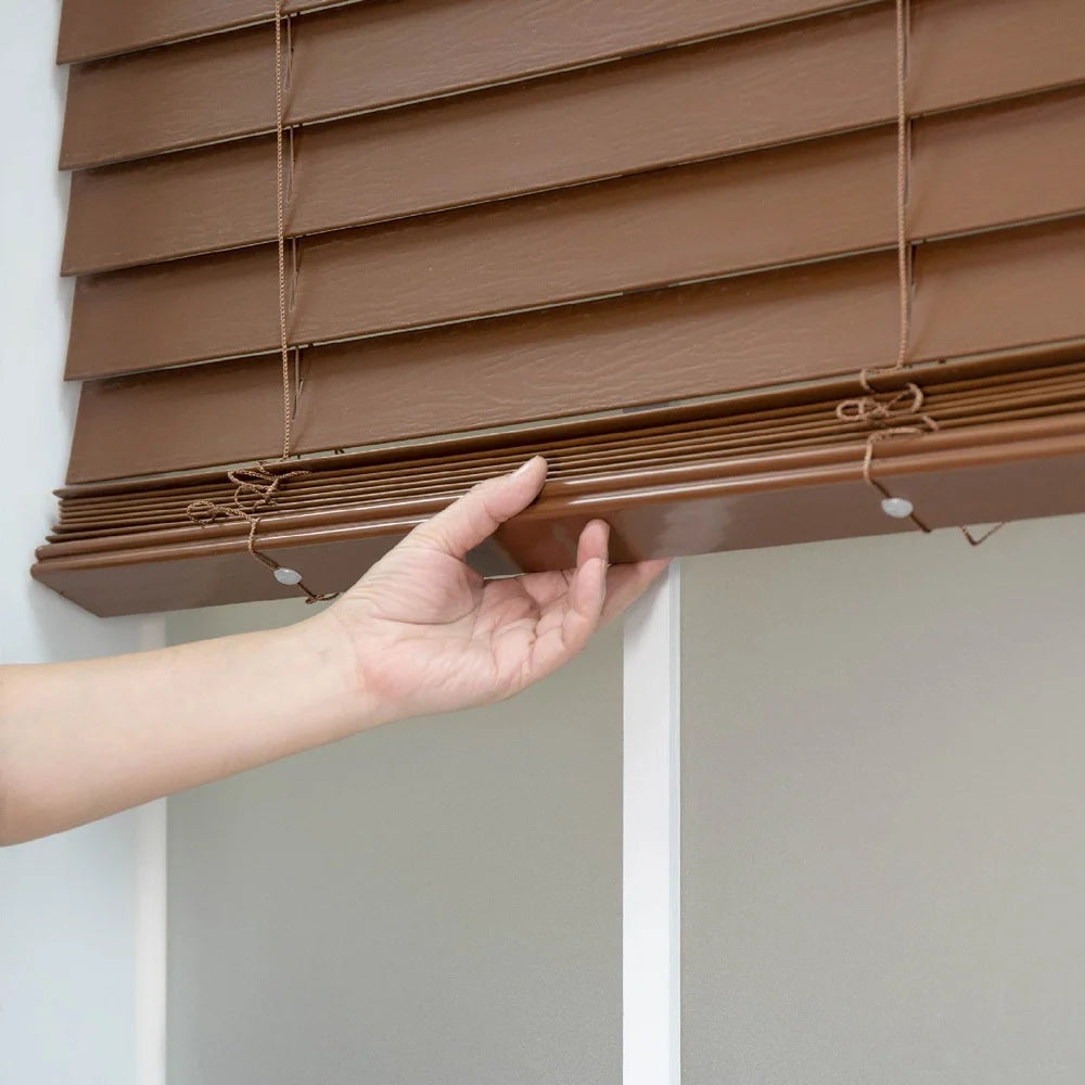 DUTRIEUX Cordless Faux Wood Blinds Room Darkening Slats