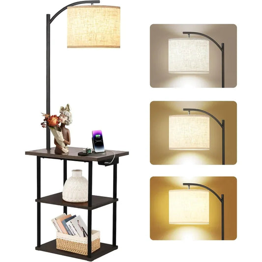 Hign-concerned Floor Lamp With End Table And USB Type C