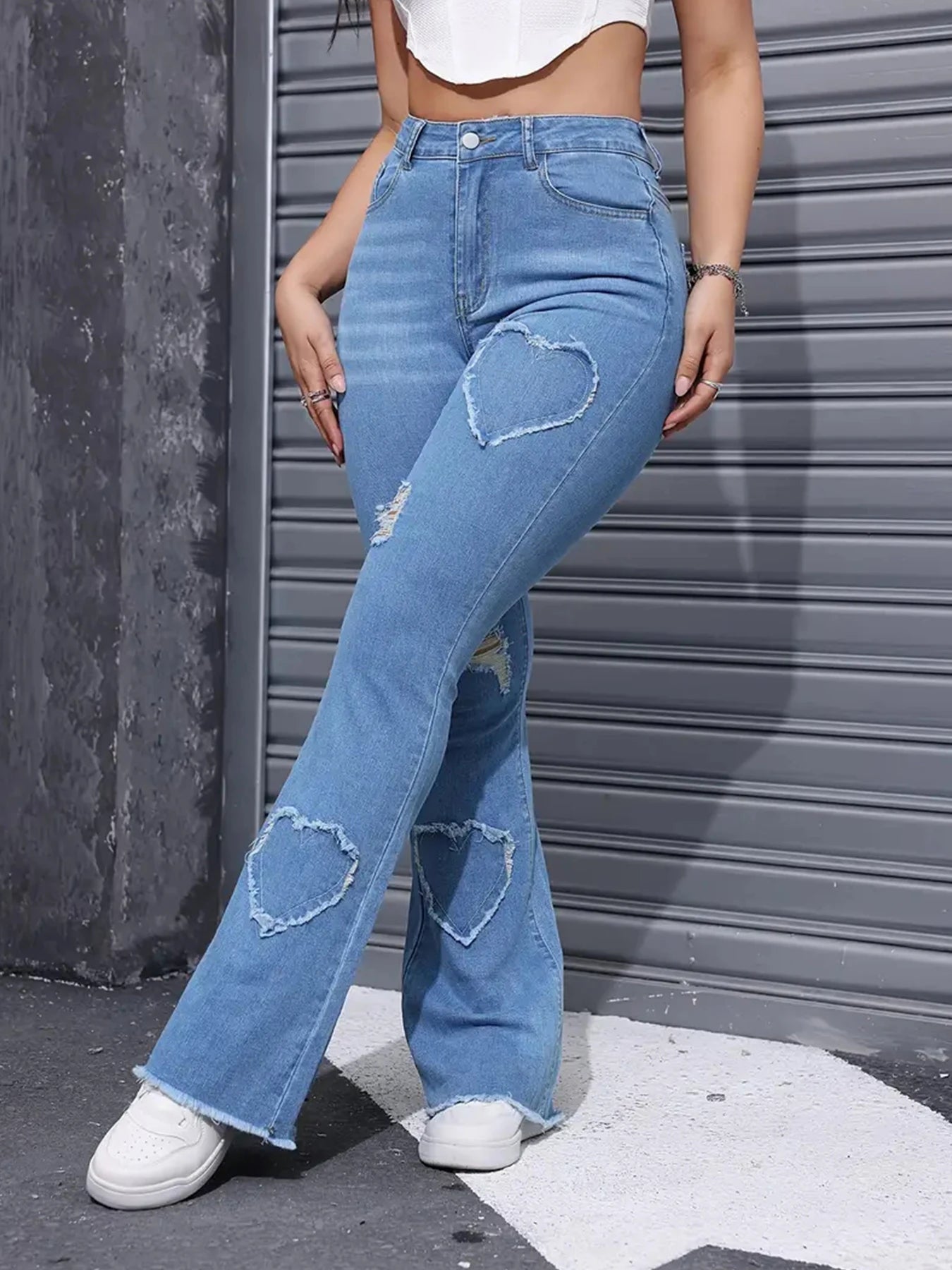 CN Guangdong Womens Distressed Jeans Embroidered Patches