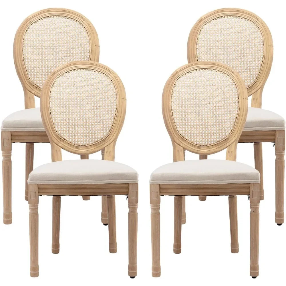 Angduo French Country Dining Chairs Fabric Upholstered