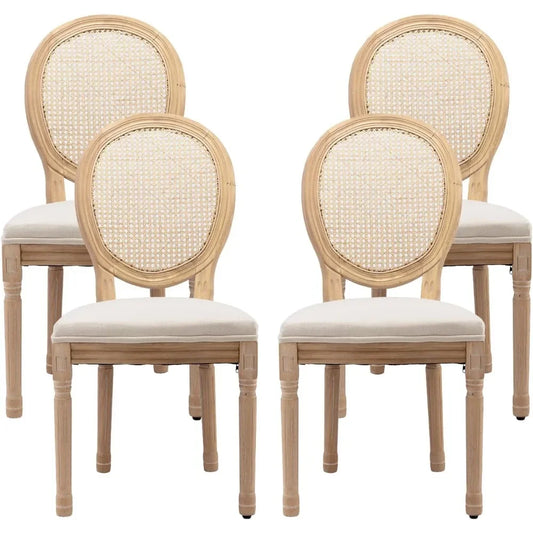 Angduo French Country Dining Chairs Fabric Upholstered
