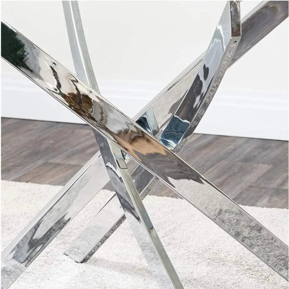 XMSJH Round Tempered Glass Dining Table Set For Four