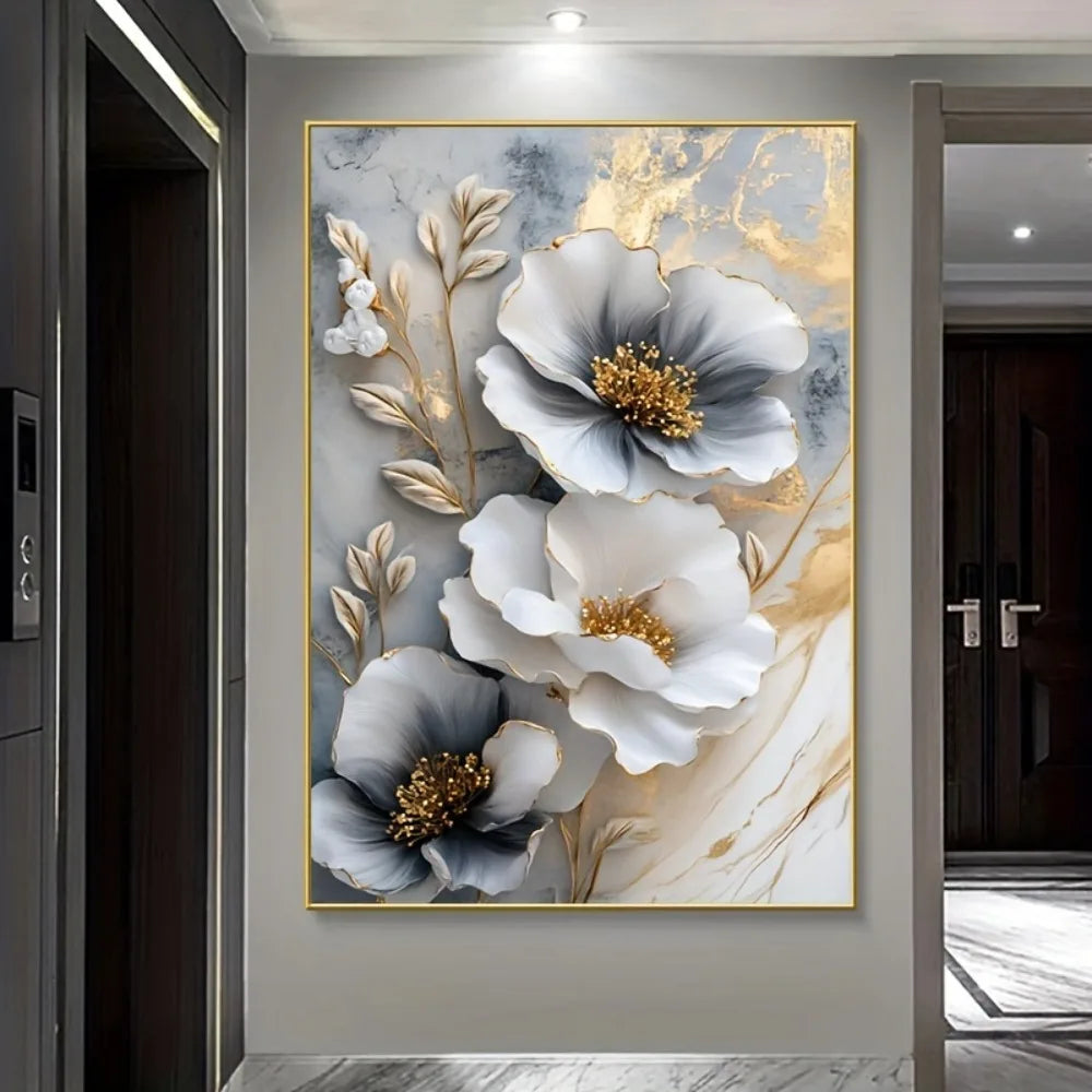 Hign-concerned Modern Luxury Floral Canvas Mural Framed 3D
