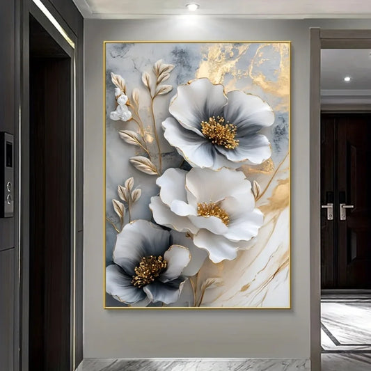 Hign-concerned Modern Luxury Floral Canvas Mural Framed 3D