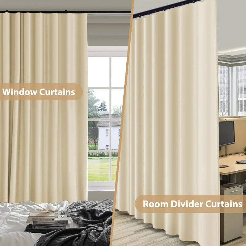Room Divider Blackout Curtains Sliding Track Set Bedroom