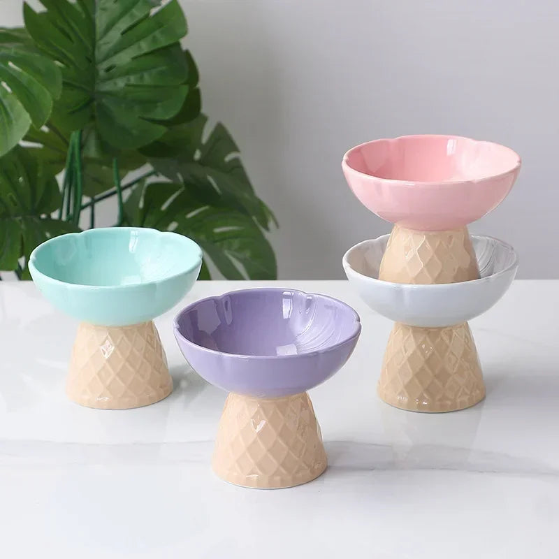Elevated Cat Raised Ceramic Bowl For Pet Food And Water