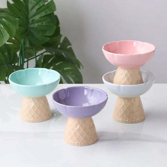 Elevated Cat Raised Ceramic Bowl For Pet Food And Water