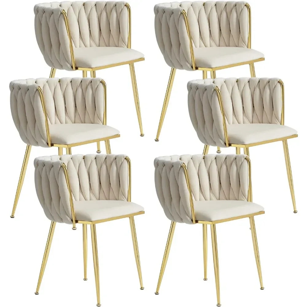 DAFIFY Woven Upholstered Velvet Dining Chairs Metal Legs