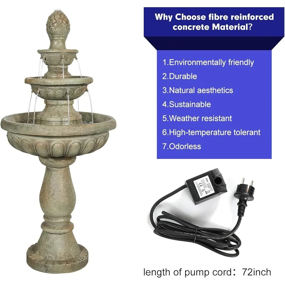 Outdoor Concrete Water Fountain With Continuous Pump